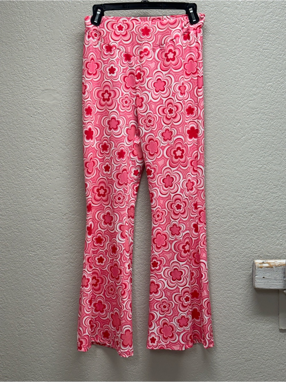 Women’s Pink Floral Wide Leg Pants waistband 13-15 stretch